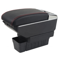 Console d'accoudoir en cuir PU noir pour Subaru Sambar 1999-2012 Kits d'intérieur de voiture japonaise à double couche coulissante 6 USB Design