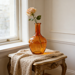 Vaso Vintage in Vetro Ambrato Scanalato, Vaso Decorativo per Fiori, Centrotavola per Matrimoni, Decorazione per la Casa, Fornitore OEM all'Ingrosso - Product Image 1