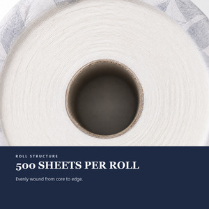 Rouleau de papier toilette 2 plis, 500 feuilles, motif floral gris, doux, jetable, pour salle de bain - Product Image 5