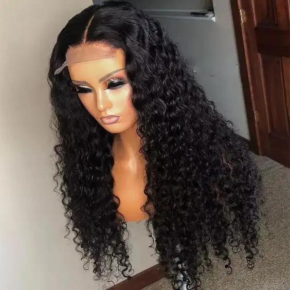 Wig Keriting Afro Alami Jujur Dapat Menerima 1 Buah Wig Ikal Bohemian, Wig Putih Keriting, Rambut Manusia Penuh Renda Afro