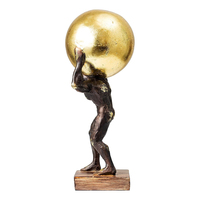 Statue de boule dorée antique en résine Weivista Atlas tenant le monde, décoration de salon