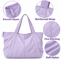 Sac fourre-tout personnalisé en nylon souple grande capacité pour le shopping, les trajets quotidiens et les voyages avec des bretelles durables