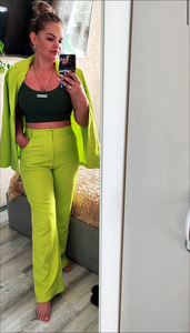 Fashionable 2026 <strong>Women</strong> <strong>s</strong> Solid Color Suit <strong>Set</strong> with Split Sleeve Detail Lapel Collar and Straight Leg Trousers - Product Image 2