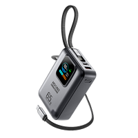 HSONE MH857A 20000mAh 45W Chargeur sans fil magnétique en alliage d'aluminium ultra fin, batterie externe avec écran TFT AI, double câble pour téléphone