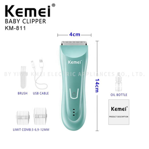 Tondeuse à cheveux électrique silencieuse pour enfants <span class=keywords><strong>Kemei</strong></span> KM-811, lame de coupe de cheveux pour enfants, rechargeable, entièrement lavable, tondeuse pour bébé - Product Image 2