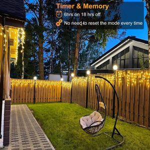 Guirlande lumineuse solaire LED, rideau de lumières LED, lampe à barre de lumière, lampe à ondes basse pression, décoration extérieure imperméable pour mariage, Noël, lampe de toit - Product Image 3