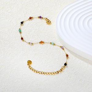 Conjunto de pulsera y collar de piedra natural de color acero inoxidable, joyería unisex, regalo de moda, diseño simple. - Product Image 3