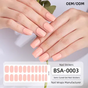 Hot Sale Semi Cured Nail Wraps Without Uv Lamp New Design 22 Gel Nail Strips Nail Polish Stickers