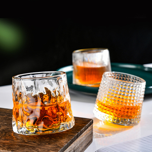 Gobelet de luxe vintage 180ml 280ml nervuré roulant <span class=keywords><strong>whisky</strong></span> vin verre à liqueur Style américain verre de cristal de haute qualité réutilisable - Product Image 1