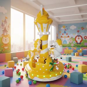 Manège miniature populaire à 3 places pour enfants, idéal pour les centres commerciaux, avec structure en métal et fibre de verre - Product Image 1