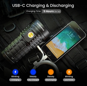 Super Bright Q8 Plus 16000lm Beam Bistance 554m High <strong>Power</strong> LED Light USB C Rechargeable <strong>Torch</strong> - Product Image 5