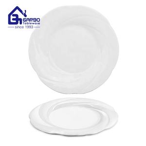 도매 친환경 8인치 사이드 플레이트 무지 흰색 호텔 도자기 엠보싱 식물 무늬 디너 차저 플레이트 - Product Image 3