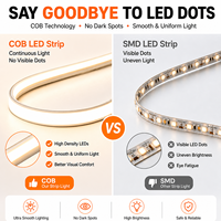 Tira de Luces LED COB de 220 V, 288 LED/m, Alta Luminosidad, Flexible, Impermeable, Cinta Adhesiva, Sin Necesidad de Controlador, Conexión Directa, Decoración del Hogar