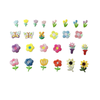Patchs brodés en gros, motifs fleurs et papillons, appliques thermocollantes tulipes et tournesols pour vêtements, sacs et loisirs créatifs