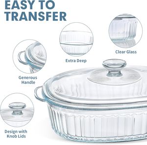 Glas auflauf Backform Set mit 2 Aufläufen mit Glas deckeln, 1,9 Qt und 3 Qt - Product Image 2
