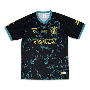 Camiseta de Fútbol Personalizada por Sublimación, Transpirable, Manga Corta, Retro, Negra, Cuello en V - Product Image 2