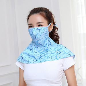 Summer Printed Cycling Face Mask Large Breathable Sunshade UV Protection Neck Cover For Women Outdoor Use - Product Image 1