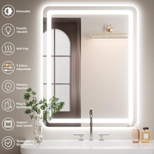 Smart Anti-Fog <b>LED</b> Luminous <b>Makeup</b> <b>Mirror</b> Simple Square Design Touch Screen Cross-Border Bathroom <b>Mirror</b> for Bath Toilet Supply - Product Image 3