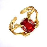 Bague ovale ajustable Jiachen en laiton vintage plaqué or PVD 18 carats avec griffes et cristaux étincelants, idéale pour le quotidien, pour femmes et hommes, cadeau