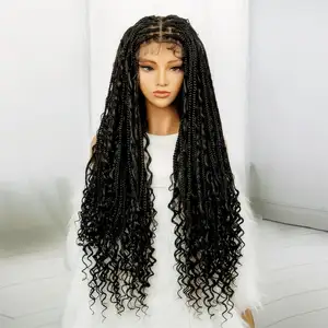 360 đầy đủ ren phía trước Crochet Bím Tóc Tóc Giả knotless cornrow Faux locs siêu dài 36 inch nhiệt độ cao tổng hợp trong suốt - Product Image 1