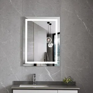 ساندبلاستيد المضادة-الضباب الصمام مرآة الحمام مع الضوء ، اللمس الحديثة التبديل ، IP44 ، الساخنة بيع
