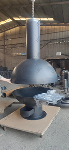 Peinture noire poêle extérieur à bois <span class=keywords><strong>suspendu</strong></span> décor en acier véritable flamme cheminée - Product Image 3