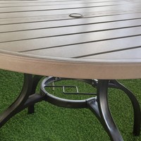 Table de salle à manger ronde d'extérieur avec trou pour parasol, en acier, style bistrot