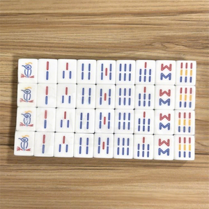 Tuiles de mahjong en acrylique 30x23x13mm, ensemble de divertissement portable pour échecs et cartes, couleur bleue - Product Image 3