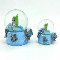 Globe à neige souvenir de plage tropicale des Caraïbes en résine avec logo personnalisé, tortue marine