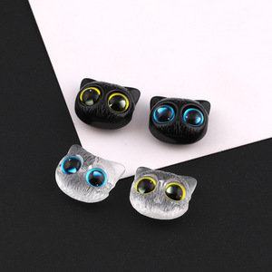 Cat Shaped Loose Beads Acrylic Plastic Resin DIY Jewelry Making Bracelet Accessories Black Clear Blue Yellow Eyes - Product Image 1