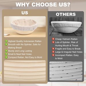 Cesta de Almacenamiento Redonda de Ratán Hecha a Mano de 9-10 Pulgadas, Cestas para Fermentación de Pan - Product Image 4