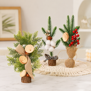 Albero <span class=keywords><strong>di</strong></span> Natale in Plastica Fatto a Mano, Mini Bonsai da Tavolo, Decorazione per Finestre, Ideale come Regalo o per Uso Personale, Fiore Artificiale Natalizio - Product Image 1