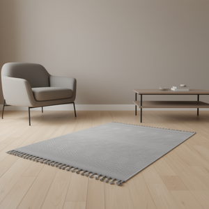 Tapis NAAR Guros Collection 4x6, design géométrique blanc, intérieur/extérieur, tissage plat en coton, rectangulaire, imperméable - Product Image 2