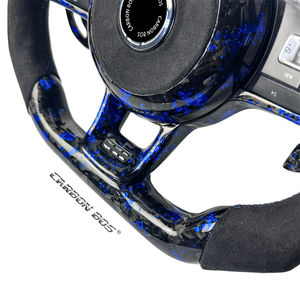 Volant en fibre de carbone forgée bleue avec LED pour Volkswagen MK7 GTI R <span class=keywords><strong>Golf</strong></span> <span class=keywords><strong>7</strong></span> <span class=keywords><strong>Golf</strong></span> 6 MK7 MK7.5 Passat Scirocco avec Alcantara - Product Image 4