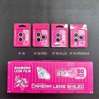 Protection d'Appareil Photo Arrière Colorée à Paillettes Diamantées pour iPhone 16 15 Pro Max 14, Cache Anneau Métallique pour Objectif d'Appareil Photo et Protections d'Écran