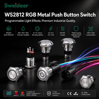 Sweideer - Interruptor de Botón Metálico Personalizado WS2812 RGB de 16 mm, 19 mm, 22 mm, IP65, IP67, IP68, LED, Fabricante OEM y ODM