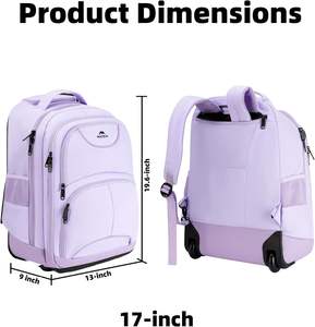 Sac à dos à roulettes résistant à la chaleur, sac à dos de voyage avec roulettes, bagage à main, sac à dos pour ordinateur portable à roulettes, valise trolley - Product Image 5