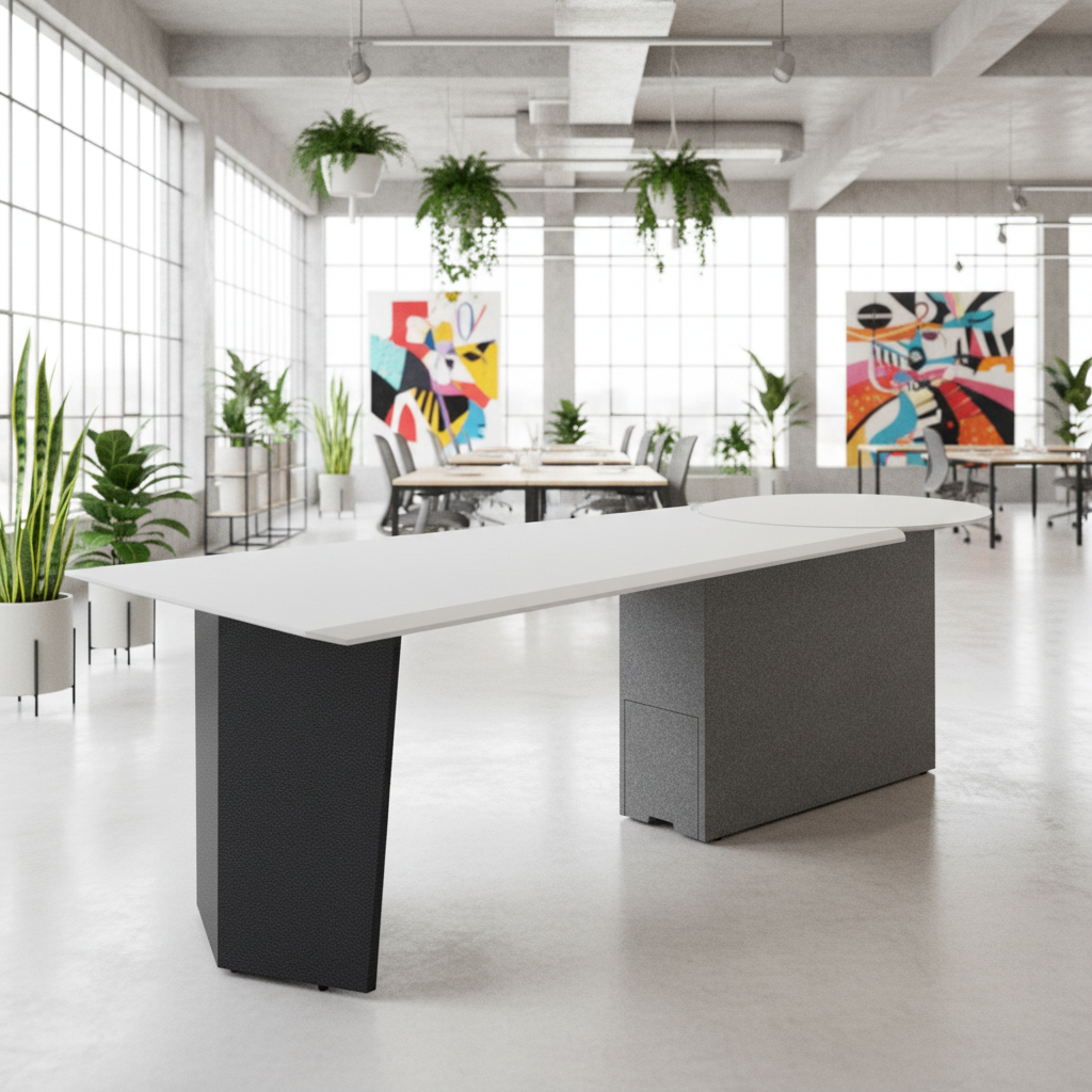 Luxury Modern Executive Manager Desk Wooden Panel Convertible Leather Top for Company Office Furniture CEO Director Table