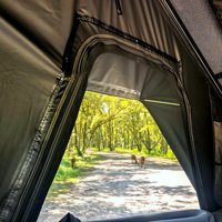 Tente de toit triangulaire 4x4 tout-terrain à extrémité en T, coque rigide en aluminium, système de fixation arrière en X pour camion