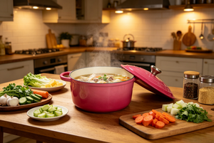 <span class=keywords><strong>Cocotte</strong></span> en fonte <span class=keywords><strong>émaillé</strong></span>e 7QT avec couvercle auto-irrigant, émail dégradé rose, pour restaurants, compatible lave-vaisselle et <span class=keywords><strong>four</strong></span> - Product Image 6