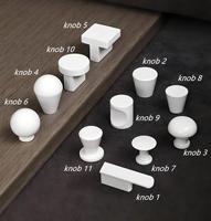 Poignée de meuble de cuisine moderne en aluminium blanc, poignée longue pour porte de placard, tirette ronde pour tiroir - Grande Vente