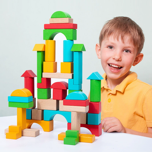 HY Blocchi di Costruzione in <span class=keywords><strong>Legno</strong></span> Massiccio, 100 Pezzi, Gioco Educativo Digitale per Bambini di 2-3-4 Anni - Product Image 5