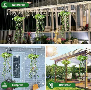 Guirlandes lumineuses solaires LED en forme de lierre artificiel, étanches IP65, pour la décoration de plantes suspendues dans les jardins, les balcons, les mariages en extérieur, lumières féériques - Product Image 4