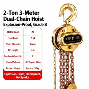 Paranco a Doppia Catena da 2 Tonnellate 3m, Grado Industriale Antideflagrante in Lega di Rame per Sollevamento - Product Image 1