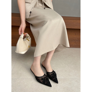 QuiteS 2026 Nuovi Sandali Ricamati Slip-On Tinta Unita con Tacco Basso e Punta Chiusa, <span class=keywords><strong>Scarpe</strong></span> <span class=keywords><strong>Eleganti</strong></span> e Sexy da Ufficio per Donne - Product Image 6