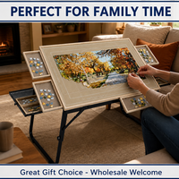 Table de puzzle pliable peu encombrante avec hauteur et angle d'inclinaison réglables, plateau en bois et feutre pour adultes, cadeau familial
