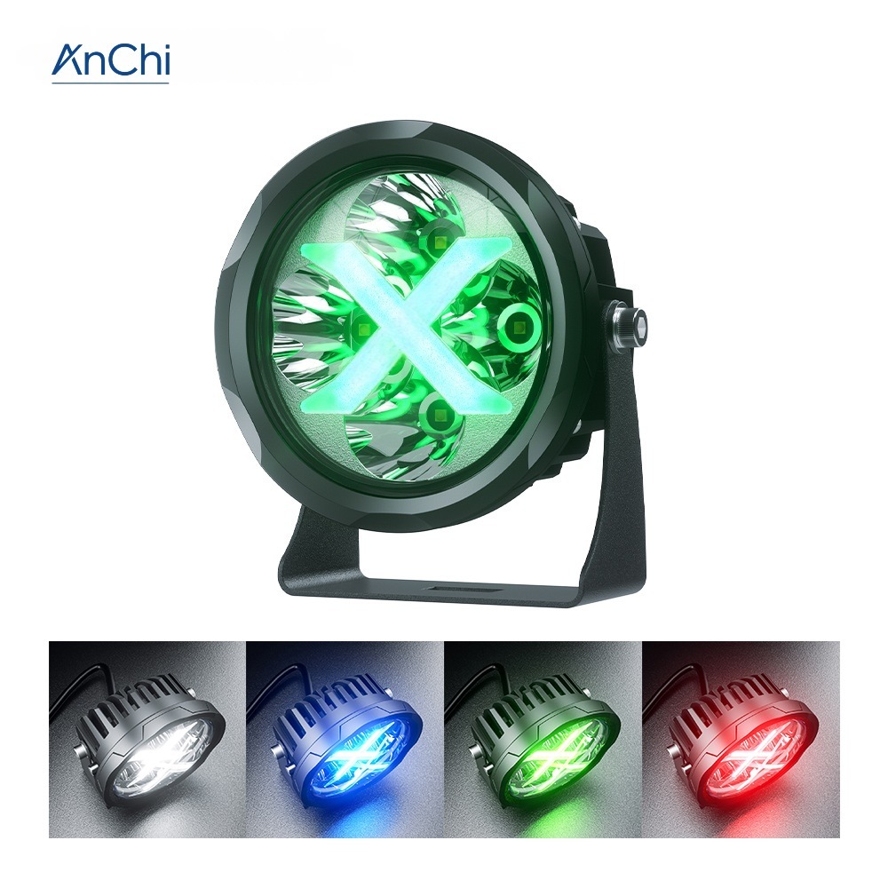 Patent Car Offroad Led Work Light RGB Background Light LED Flood Spotlight 4 Inch 20W Round Led Driving Light