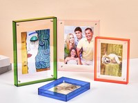 Bingkai Foto Akrilik Transparan Custom dengan Stand Display, Bingkai Berwarna-warni untuk Poster, Menu, Papan Nama Meja - Iklan Promosi Buatan Sendiri
