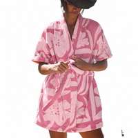 Peignoir Bohème Floral Jacquard pour Femme, Longueur Genou, Manches Courtes, en Coton Éponge Ultra Absorbant, Idéal pour Hôtels et Resorts (Vente en Gros)