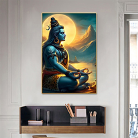 Seigneur Shiva méditant au clair de lune impression sur toile Art hindou sacré pour la méditation et la paix cadeau de décoration spirituelle pour la maison